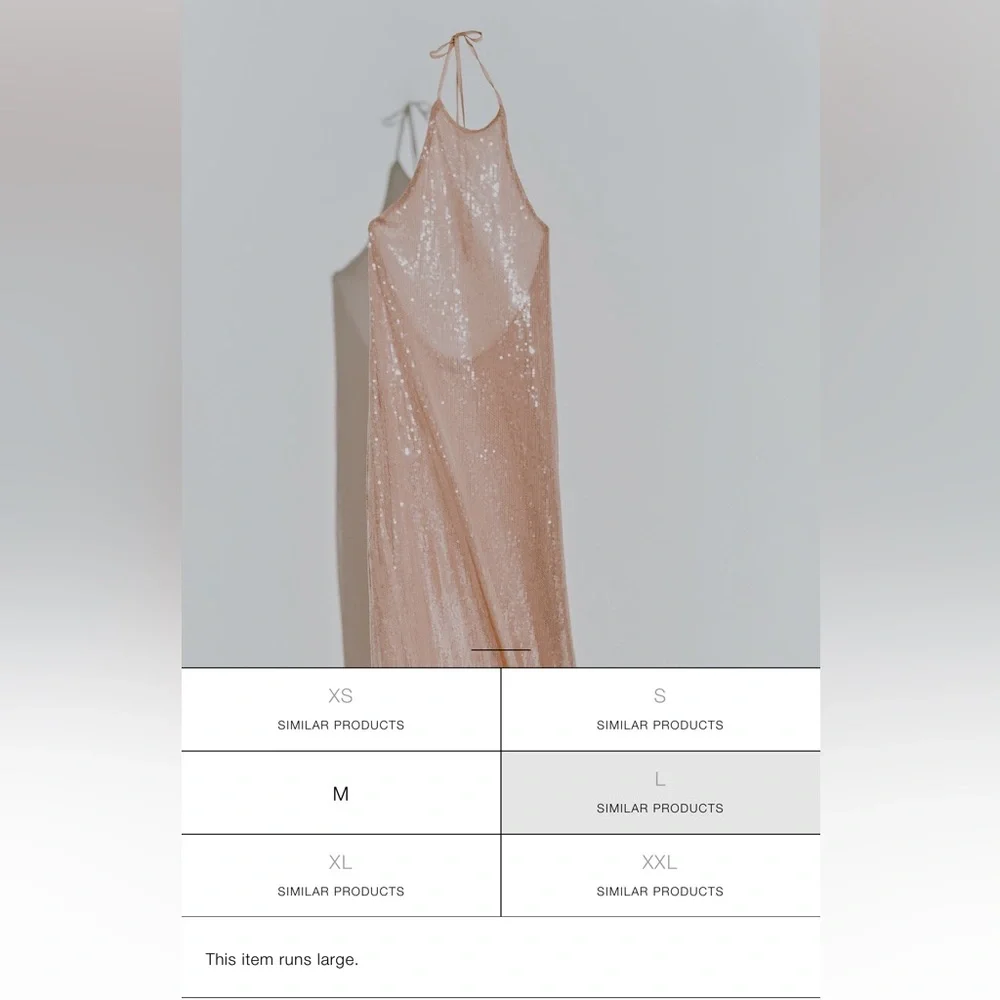 ZARA SEQUIN HALTER DRESS - Picture 11 of 12